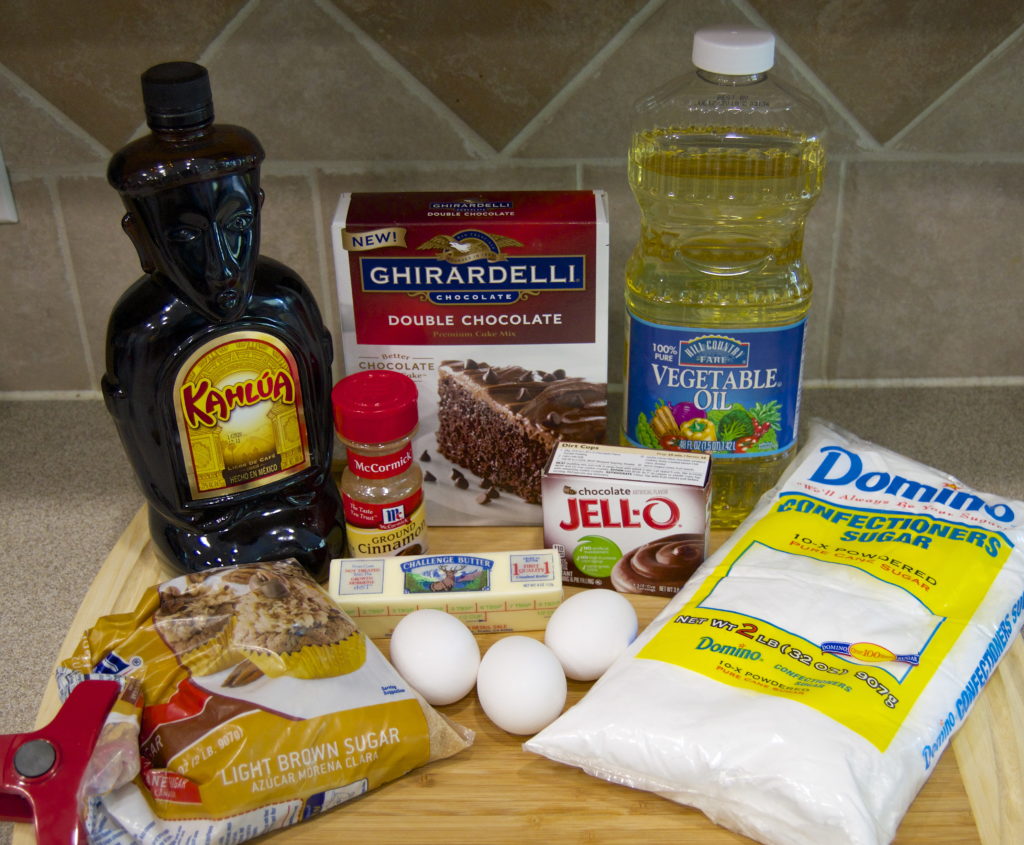 Chocolate Kahlua mini bundt ingredients