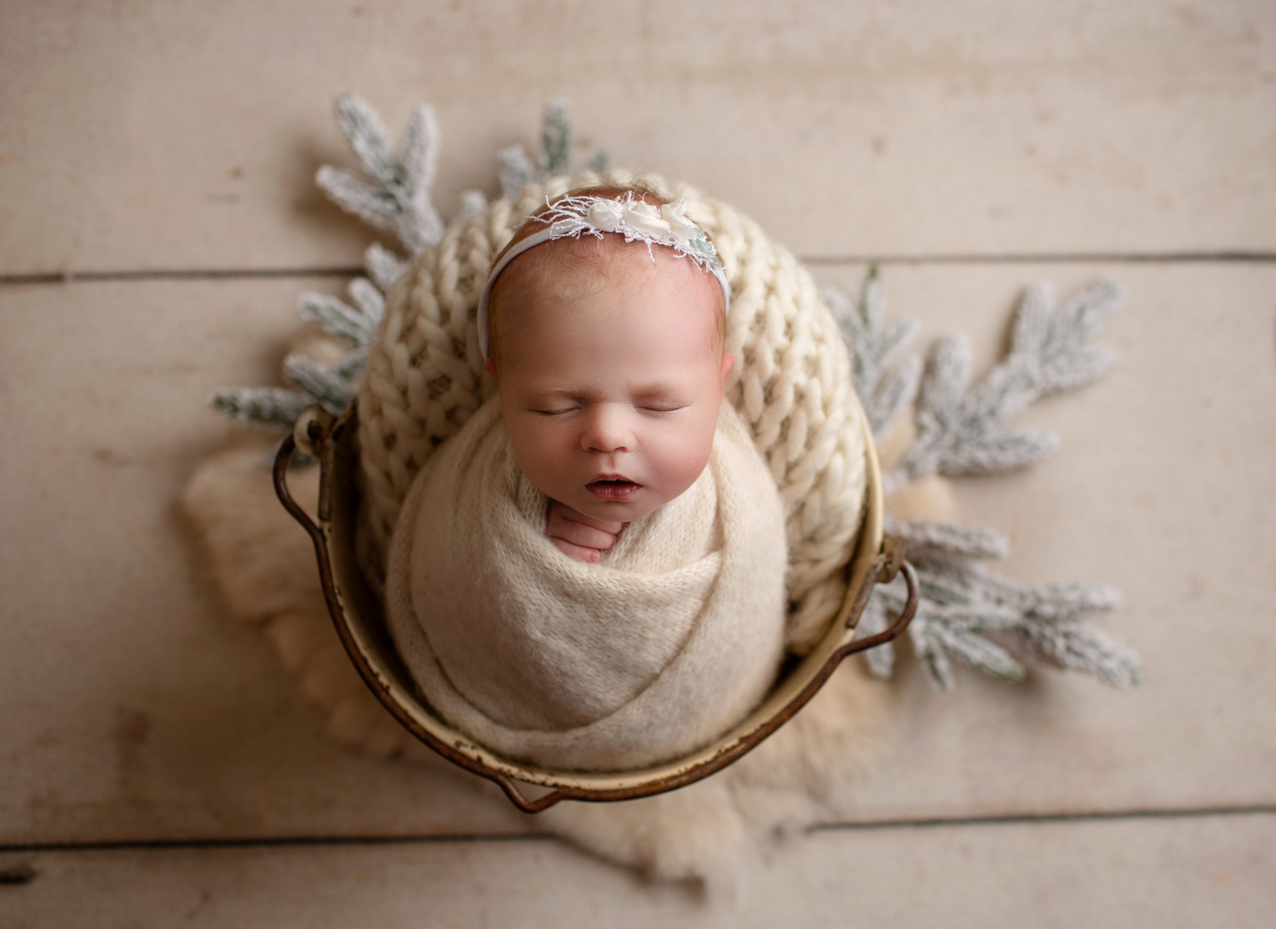 Baby girl newborn, winter white