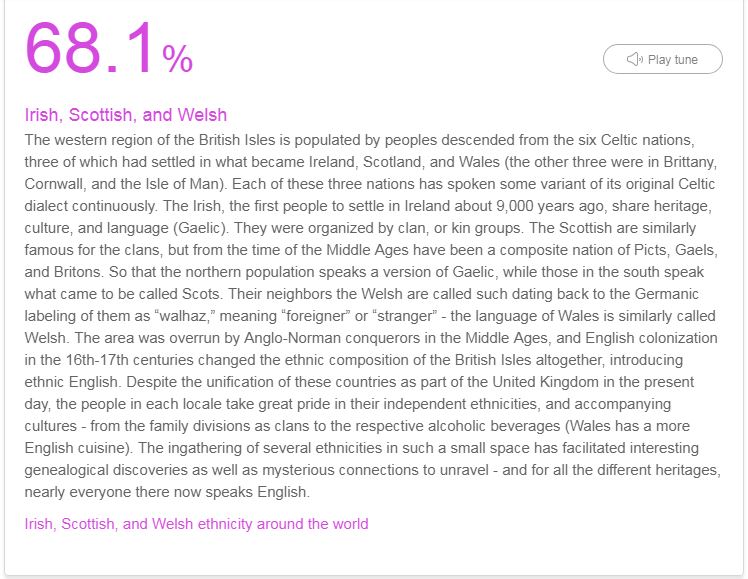 MyHeritage Ethnicity Estimate